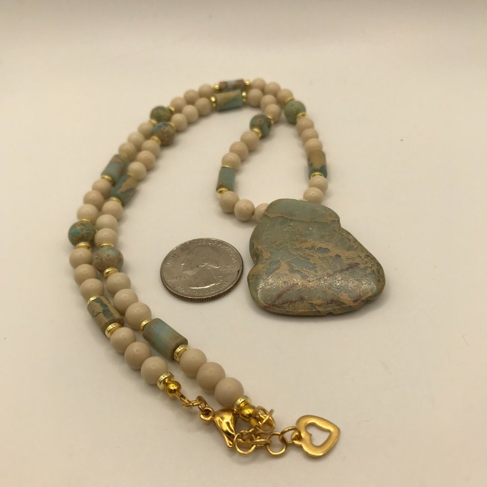 Jasper Aqua Terra Jasper Large Pendant 21 inch Necklace Handmade Brand New - Picture 8 of 13